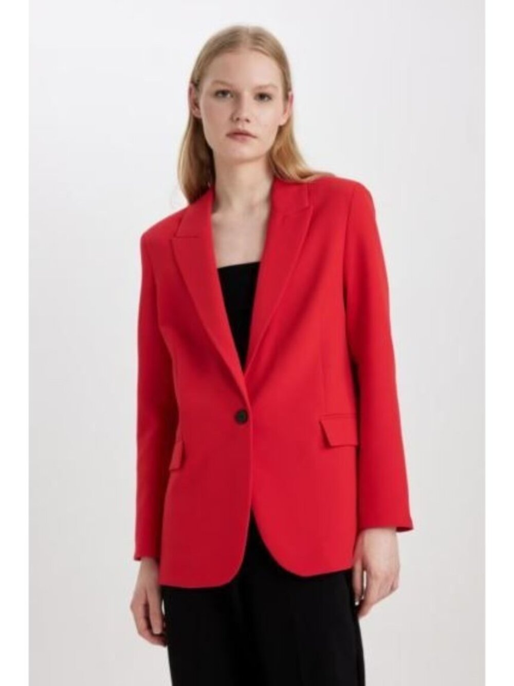 Coldwater Creek Blazer Jacket Womens Size 10 Red One-Button Fully Lined